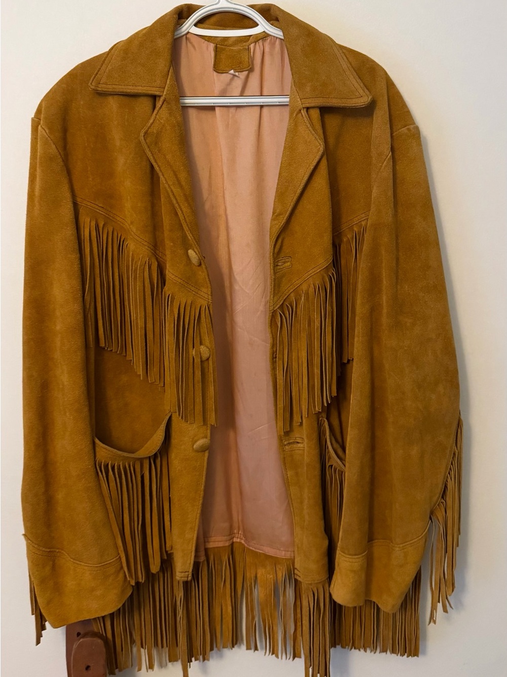 Vintage Suede Fringe Jacket - Tan Brown Women’s Coat